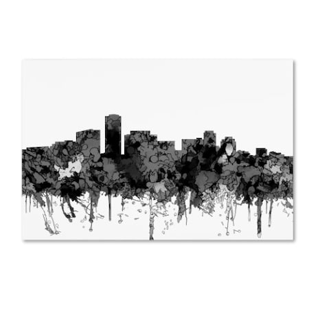 Marlene Watson 'Long Beach California Skyline BW ' Canvas Art,16x24